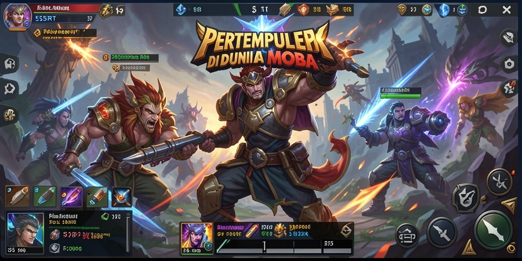 Tampilan aksi mendebarkan dari game MOBA 55RT.
