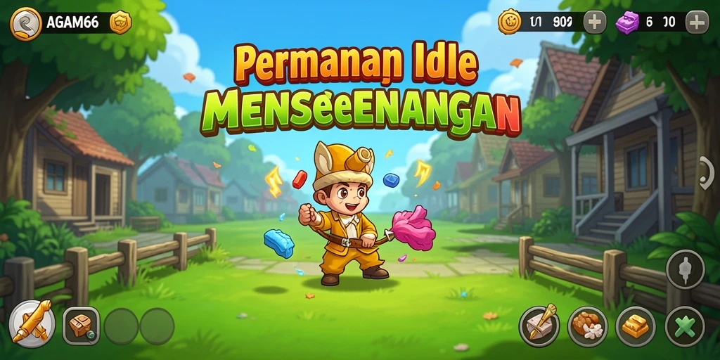 Screenshot gameplay AGAM66 yang menampilkan karakter bekerja dan mengumpulkan sumber daya.
