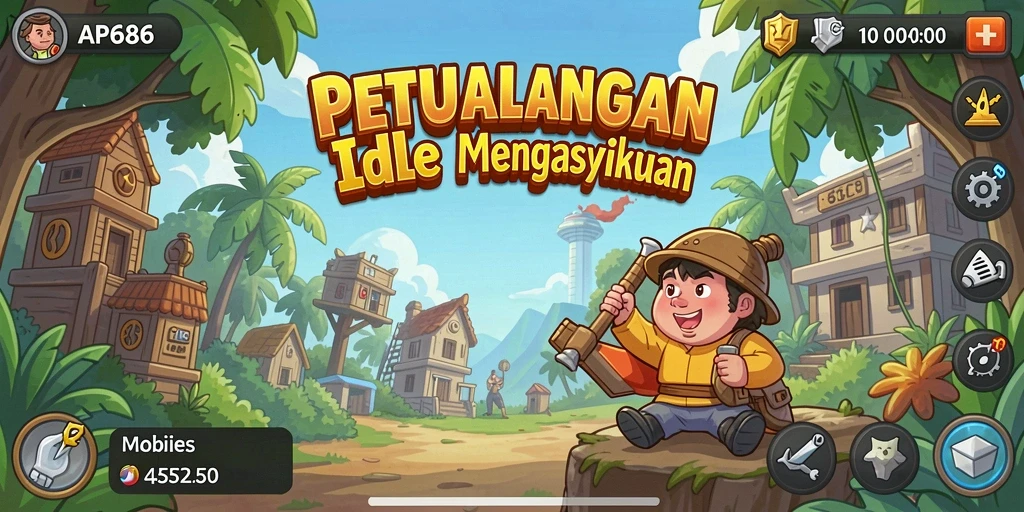 Tampilan gameplay Idle yang mengasyikkan dan penuh warna.