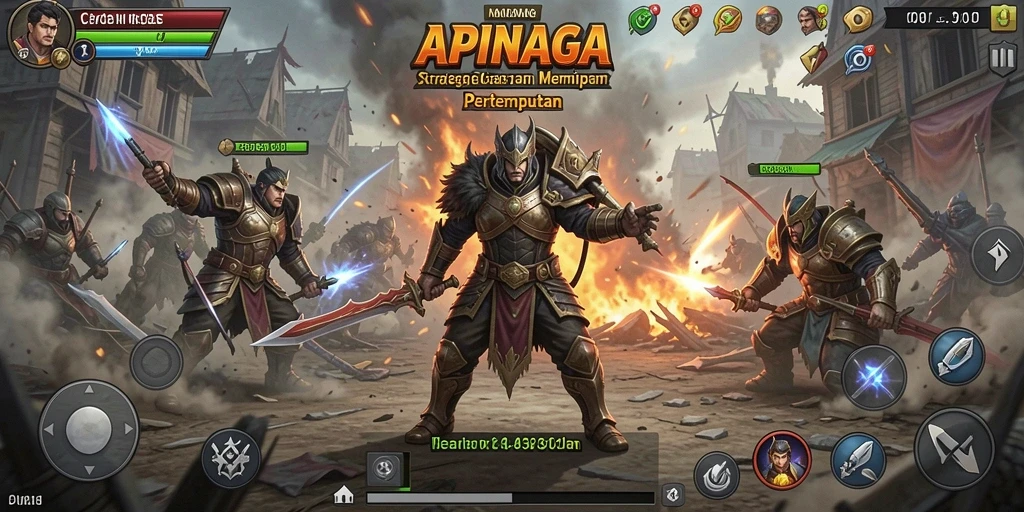 Tampilan gameplay APINAGA dalam aksi strategi yang mendebarkan.