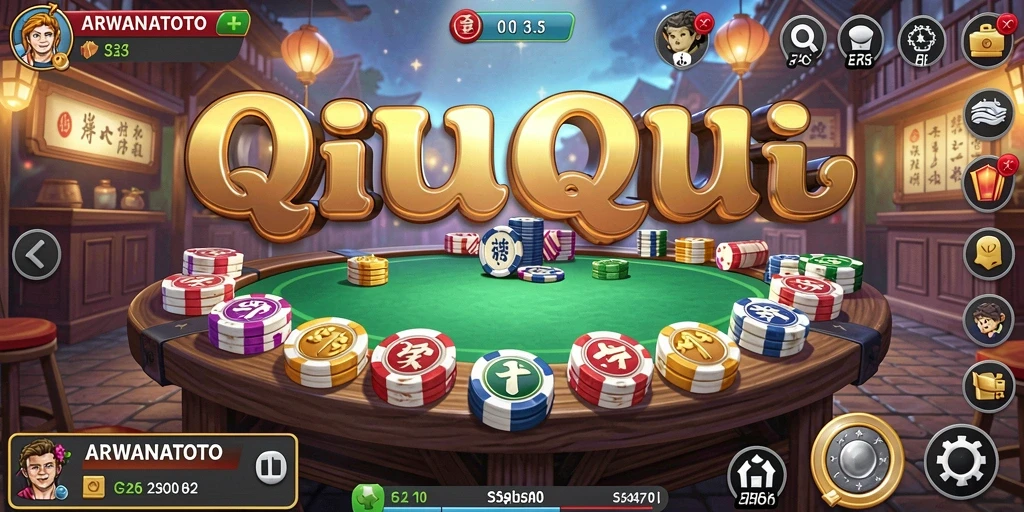 Tampilan gameplay seru ARWANATOTO dengan kartu QiuQiu.