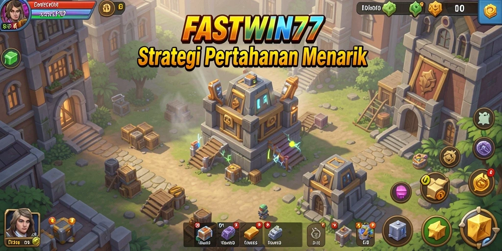 Tangkapan layar menampilkan aksi menara dalam FASTWIN77 saat pertahanan melawan musuh.