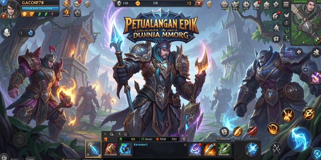 Gameplay seru GACOR78 dengan karakter dan monster dalam petualangan MMORPG.