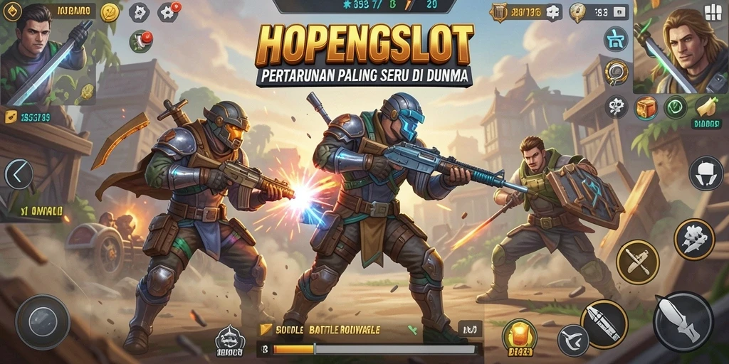 Gameplay mendebarkan HOPENGSLOT dalam pertempuran Battle Royale.
