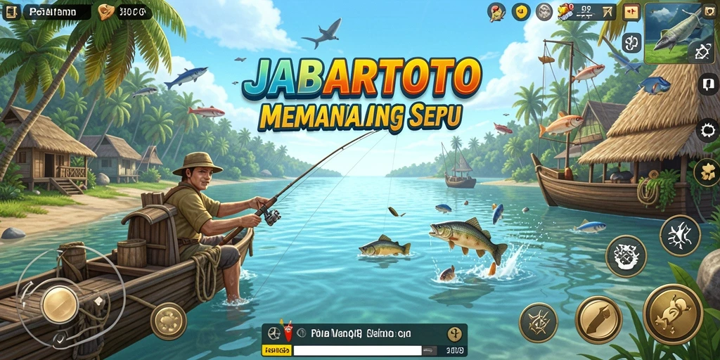 Screenshot gameplay JABARTOTO menampilkan momen seru saat memancing.