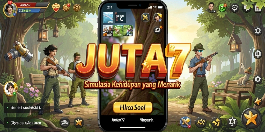 Screenshot menunjukkan karakter yang berinteraksi di dunia JUTA7.