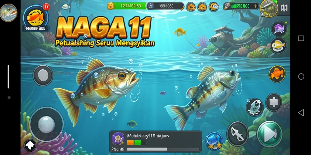 Gameplay <strong>NAGA11</strong> yang penuh aksi saat menangkap ikan di tengah laut.
