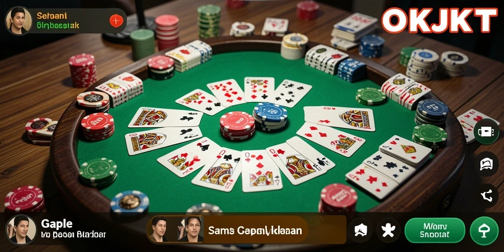 Tampilan seru gameplay Gaple di OKJKT.