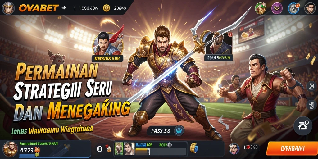 Tampilan dinamis gameplay strategi dalam OVABET dengan pertempuran seru.