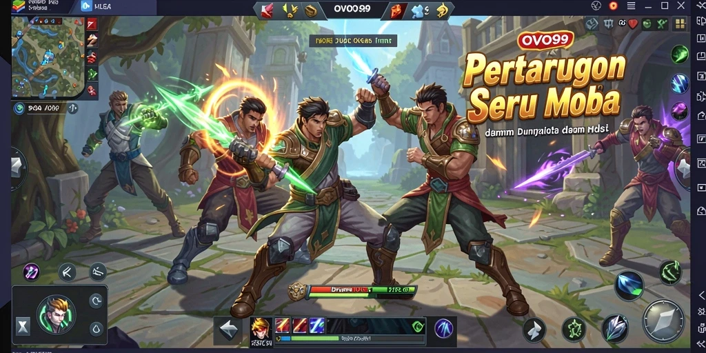 Gameplay seru dalam OVO99 dengan pertarungan tim yang intens.