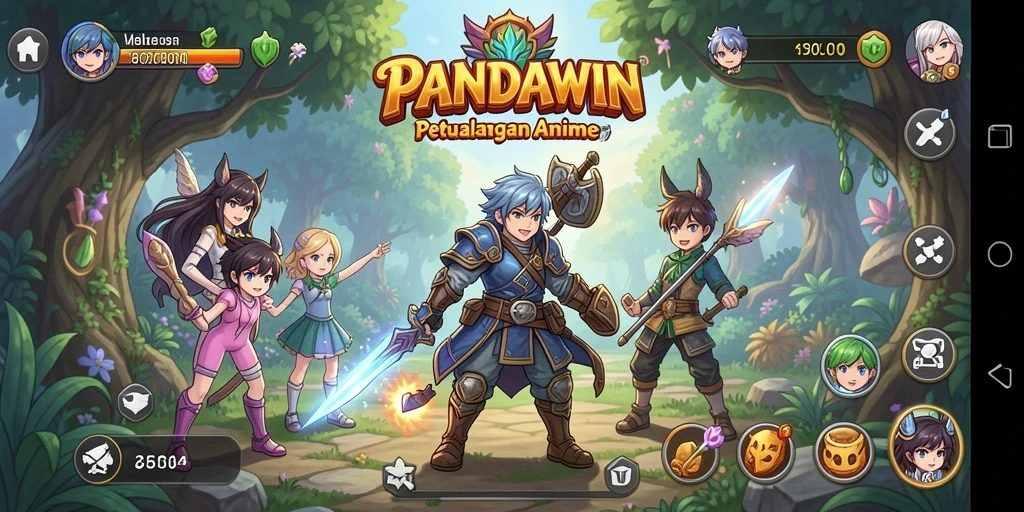 Tampilkan layar gameplay penuh aksi dari PANDAWIN yang menarik.