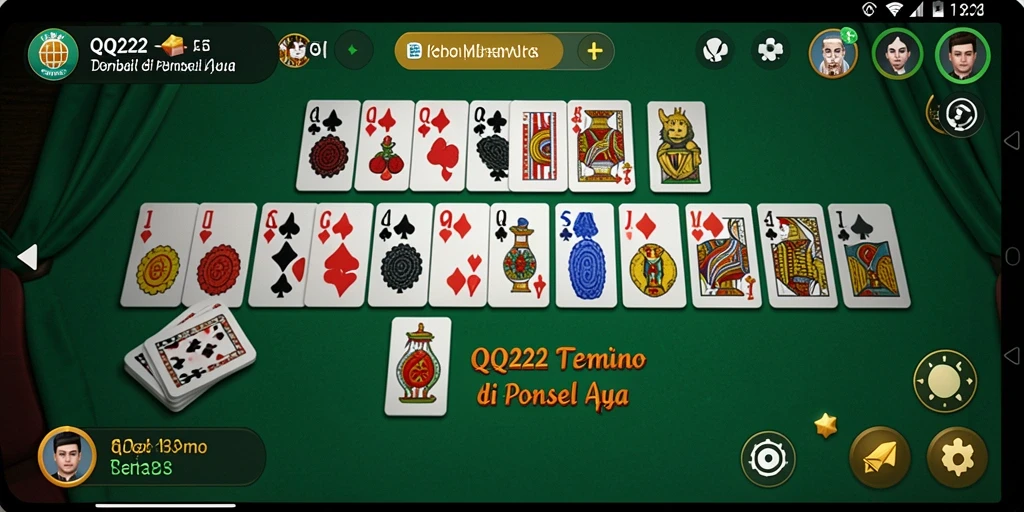 Tampilan gameplay menarik dari QQ222 dengan domino di ponsel.