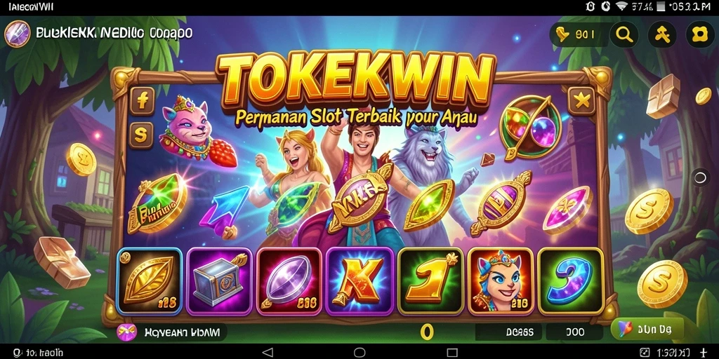 Screenshot gameplay Slot TOKEKWIN yang penuh warna dan menawan.