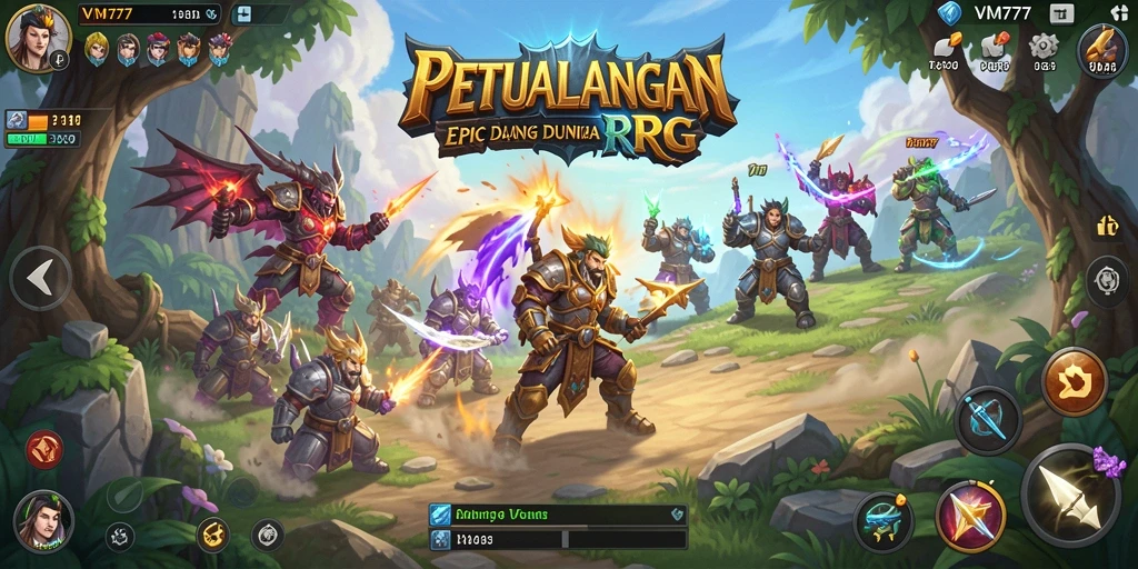Screenshot menunjukkan aksi pertarungan seru dan grafis menakjubkan VM777.